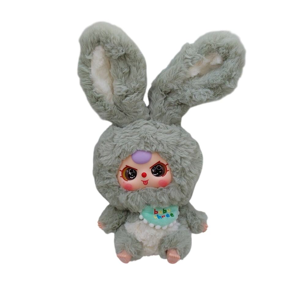 Baby Three V3 Gray Bunny Plush Pendant – Confirmed No Blind Box Cute Collectible